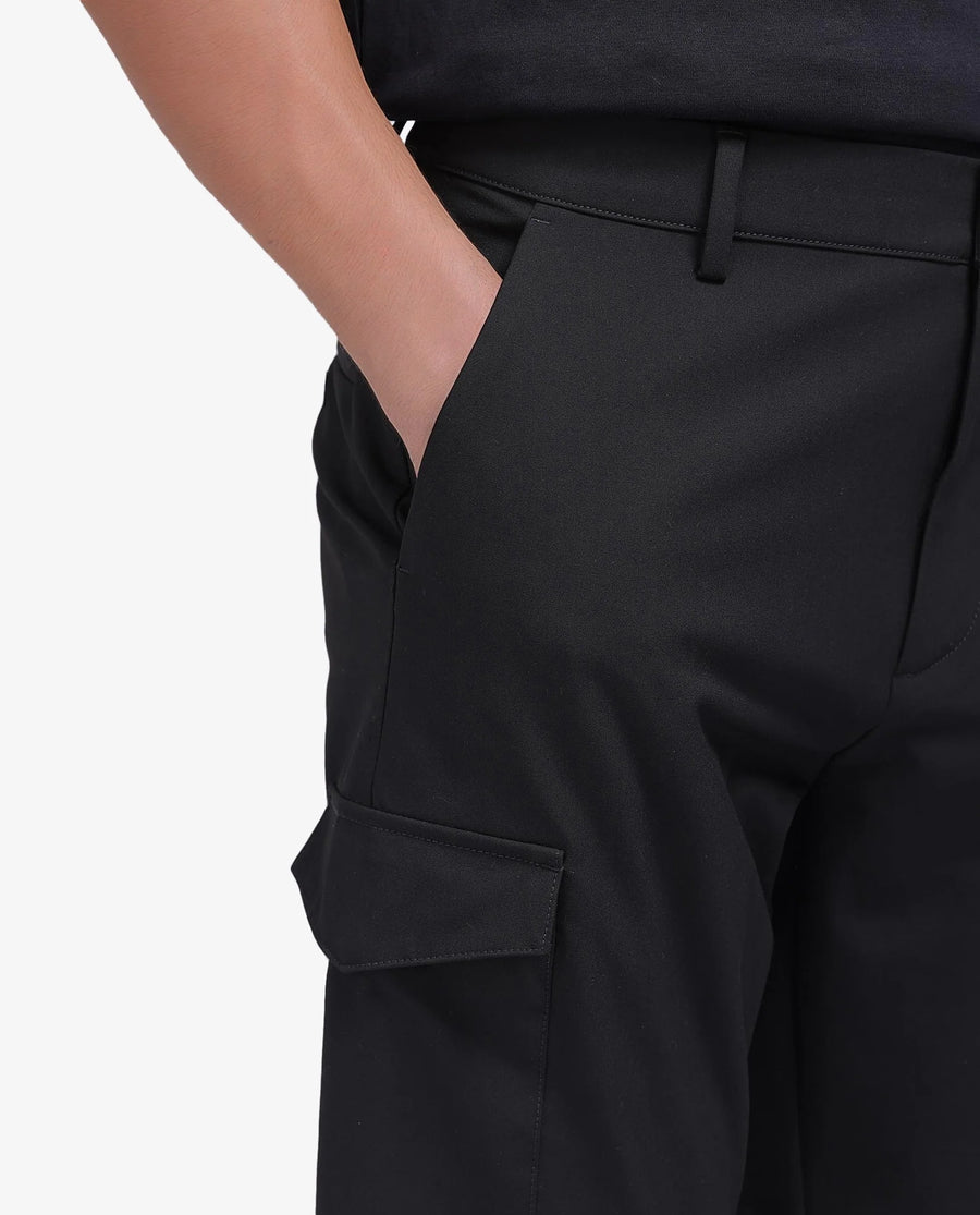 Rare Rabbit Men's Tripco Black Polyester Blend Plain Relaxed Fit Shorts