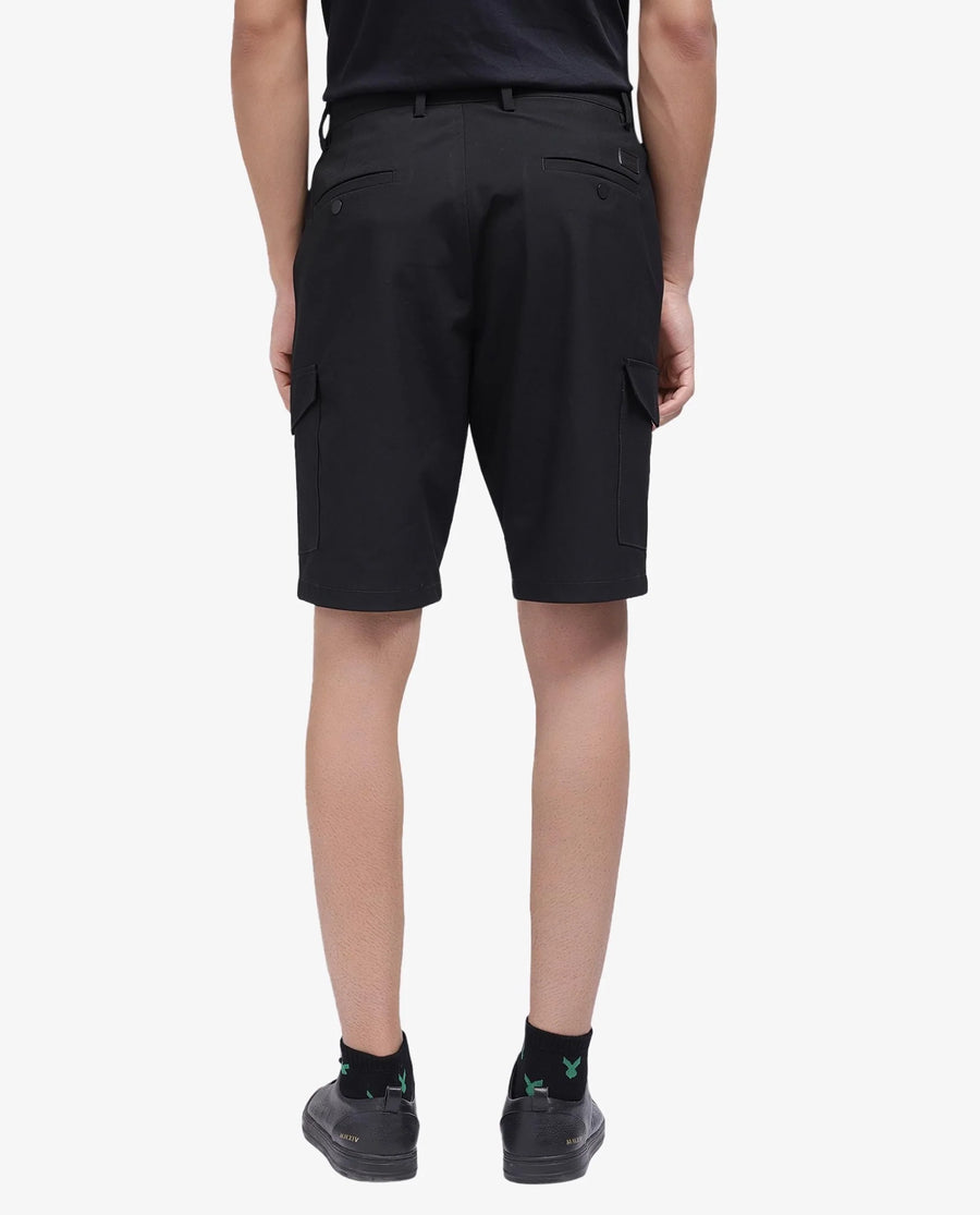 Rare Rabbit Men's Tripco Black Polyester Blend Plain Relaxed Fit Shorts