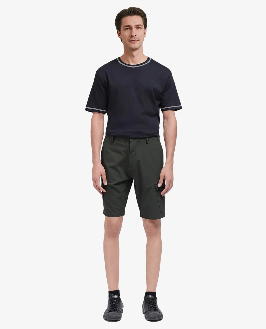 Rare Rabbit Men's Tripco Olive Polyester Blend Plain Relaxed Fit Shorts