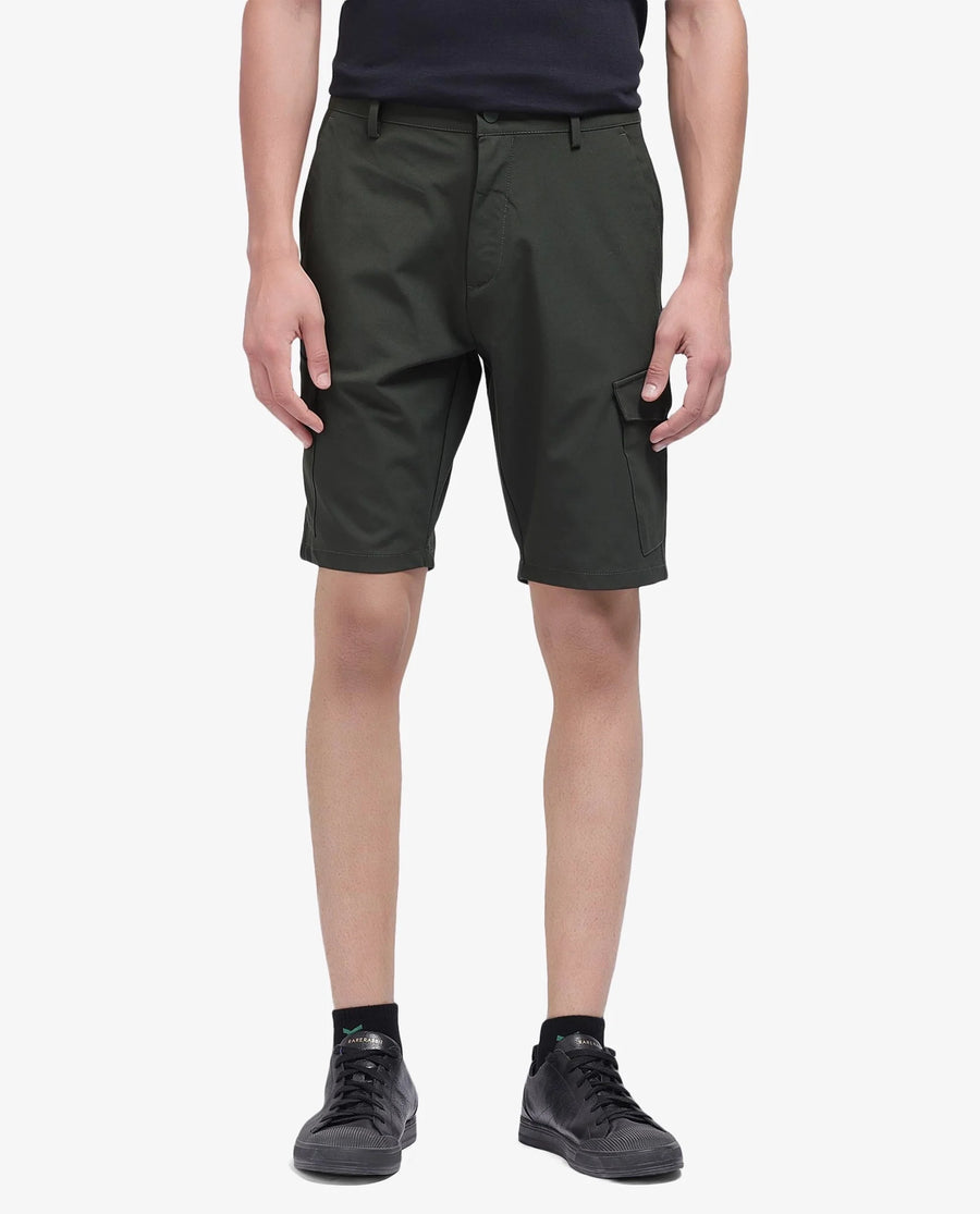 Rare Rabbit Men's Tripco Olive Polyester Blend Plain Relaxed Fit Shorts