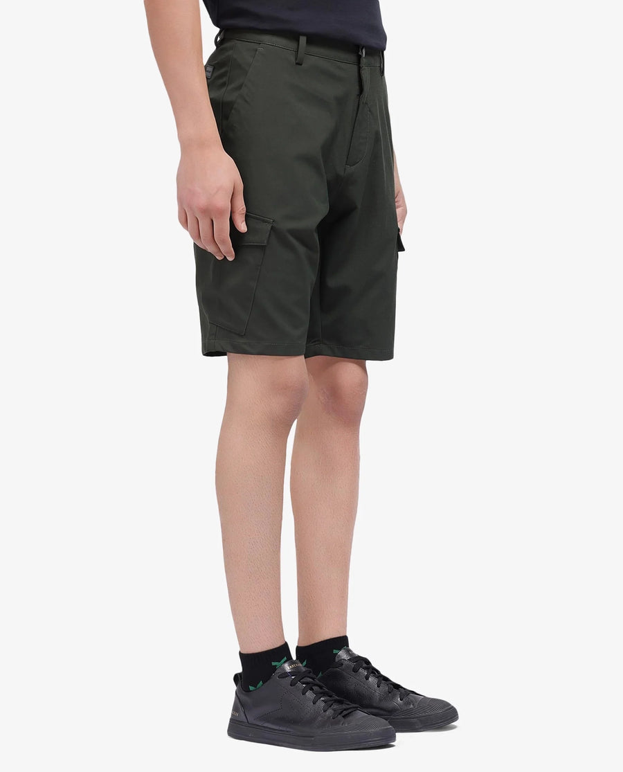 Rare Rabbit Men's Tripco Olive Polyester Blend Plain Relaxed Fit Shorts