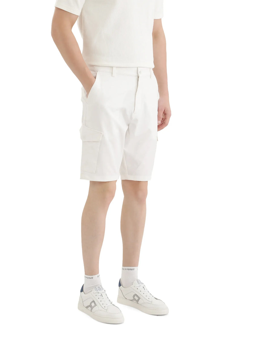 Rare Rabbit Men's Tripco White Polyester Blend Plain Relaxed Fit Shorts