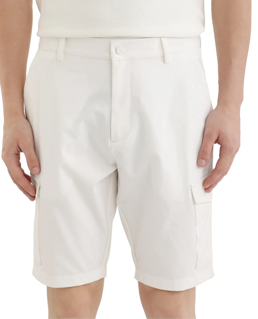 Rare Rabbit Men's Tripco White Polyester Blend Plain Relaxed Fit Shorts