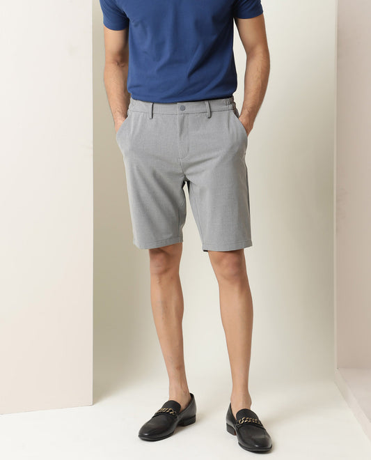 Rare Rabbit Men's Trip Grey Polyester Plain Regular Fit Shorts