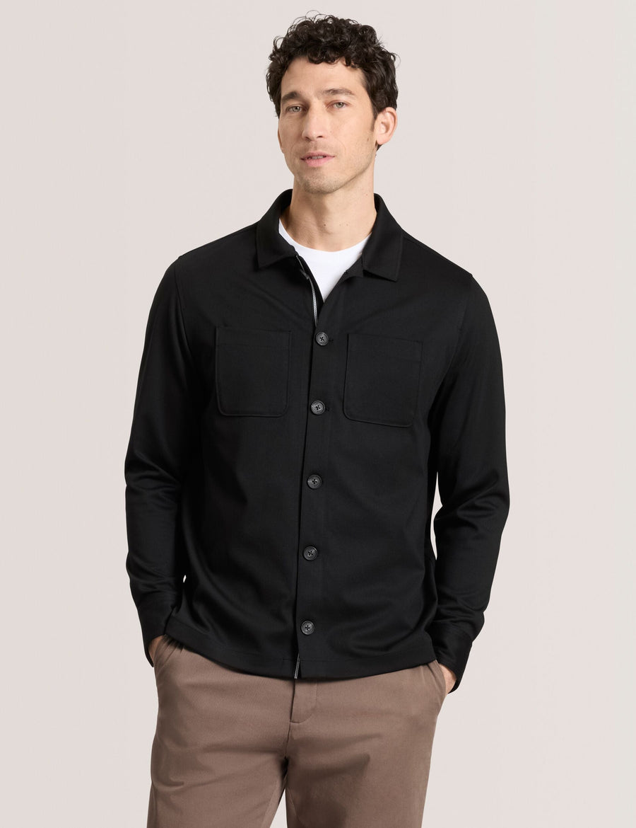 BUTTON FRONT SHACKET | BLACK