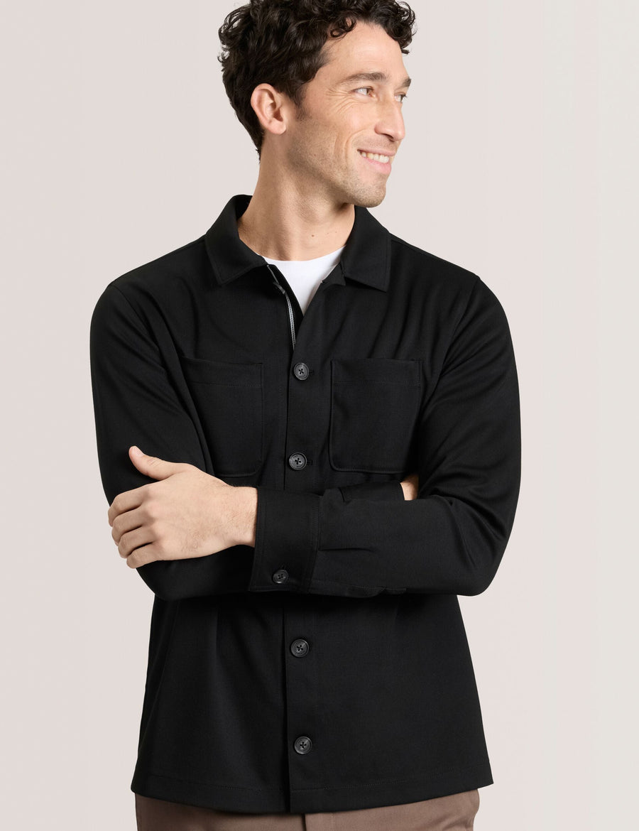 BUTTON FRONT SHACKET | BLACK