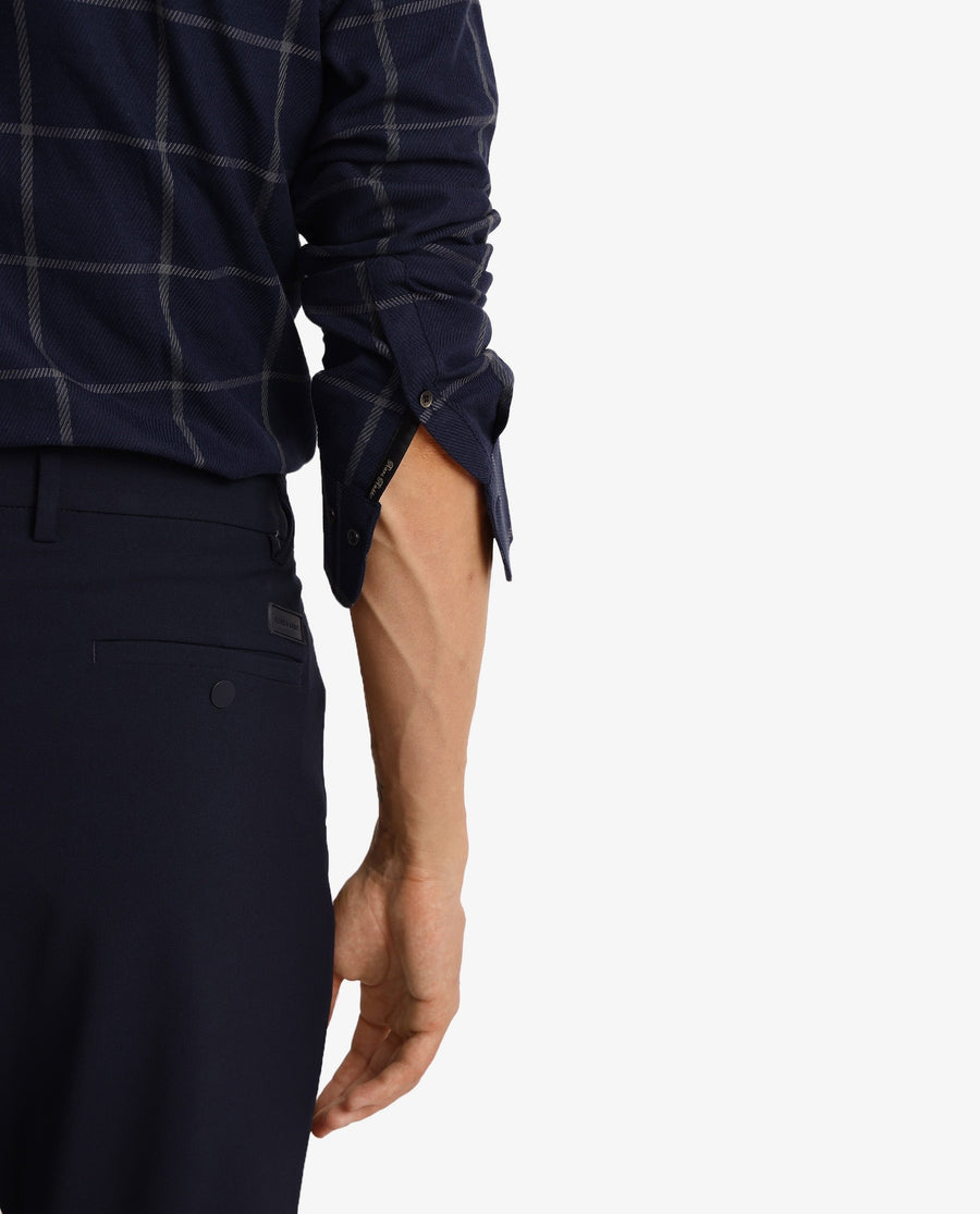 Rare Rabbit Men's Tuffah Dark Navy Cotton Checked Print Regular Fit Full Sleeve Collared Shirt