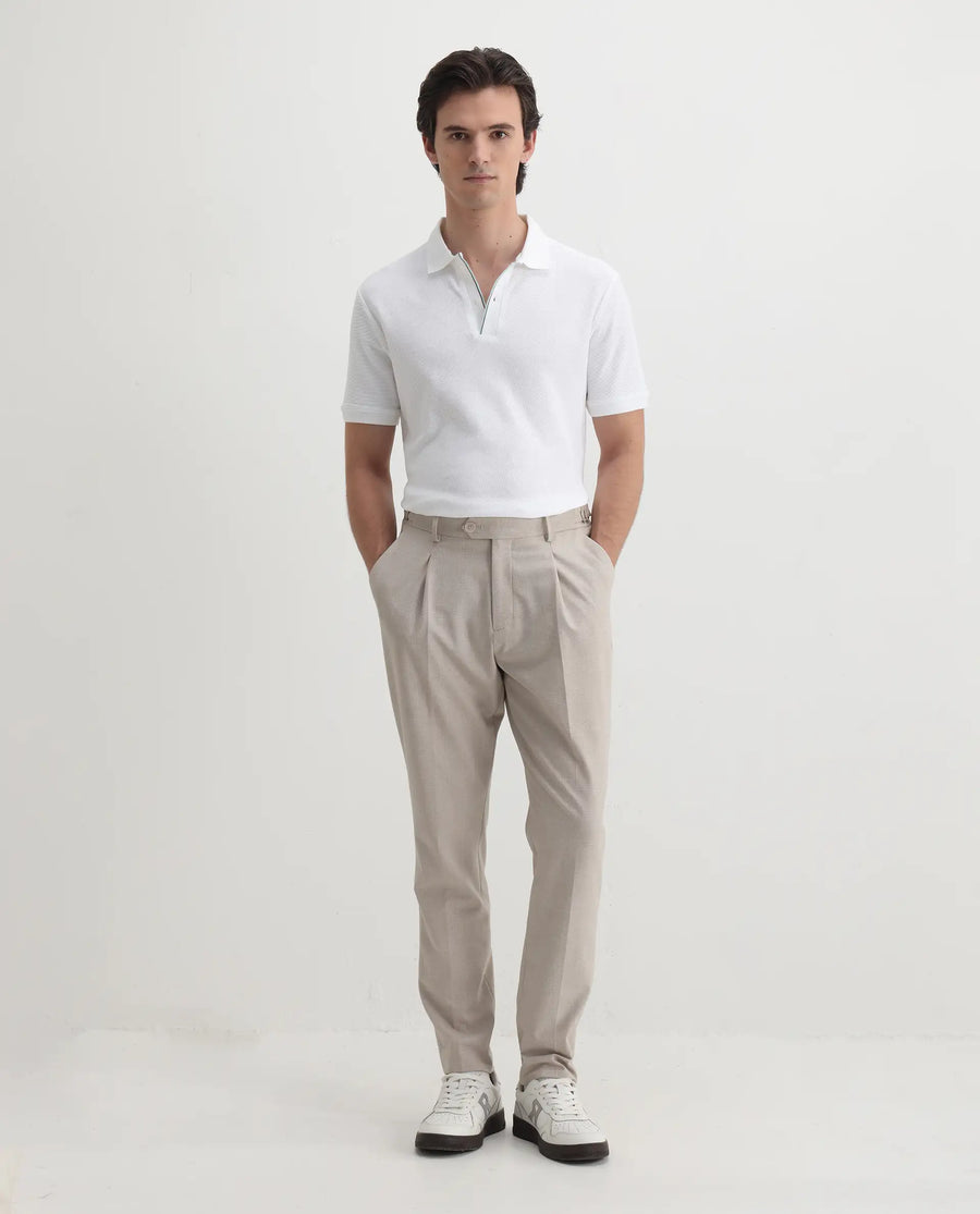 Rare Rabbit Men's Turino White Cotton Plain Regular Fit Half Sleeve Polo