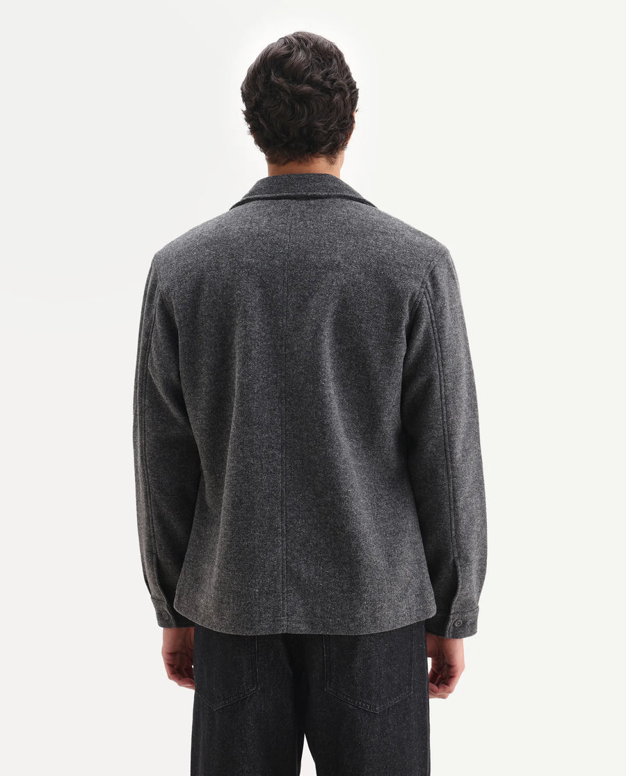 Rare Rabbit Men's Tweeder-25 Grey Polyester Blend Fabric Collared Neck Regular Fit Plain Jacket