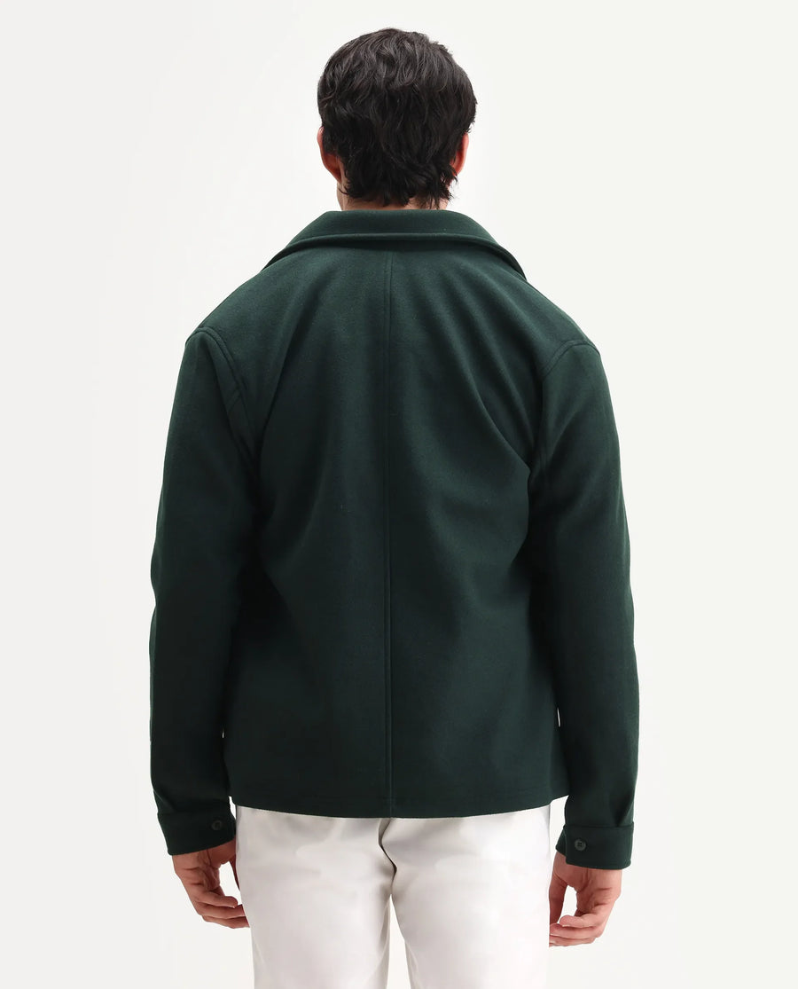 Rare Rabbit Men's Tweeder-25 Teal Polyester Blend Fabric Collared Neck Regular Fit Plain Jacket