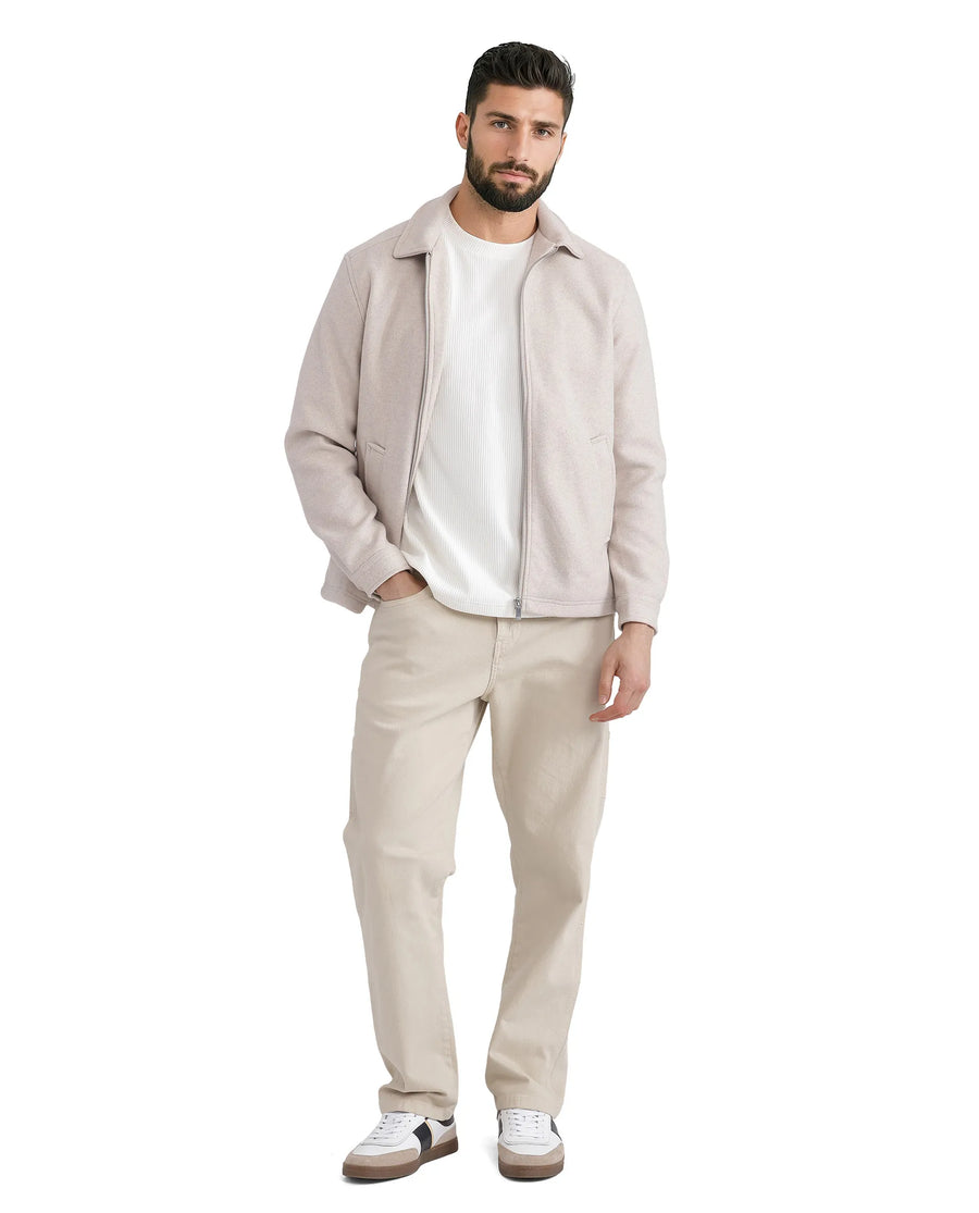 Rare Rabbit Men's Tweeder-2 Beige Polyester Plain Regular Fit Full Sleeve Spread Collar Jacket