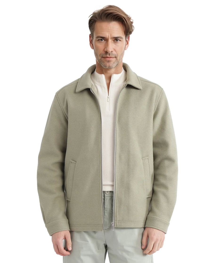 Rare Rabbit Men's Tweeder-2 Pastel Green Polyester Blend Plain Relaxed Fit Full Sleeve Spread Collar Jacket