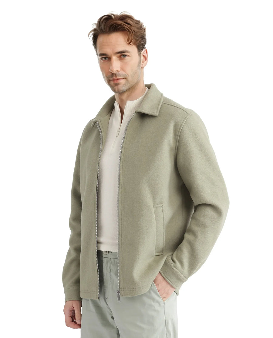Rare Rabbit Men's Tweeder-2 Pastel Green Polyester Blend Plain Relaxed Fit Full Sleeve Spread Collar Jacket