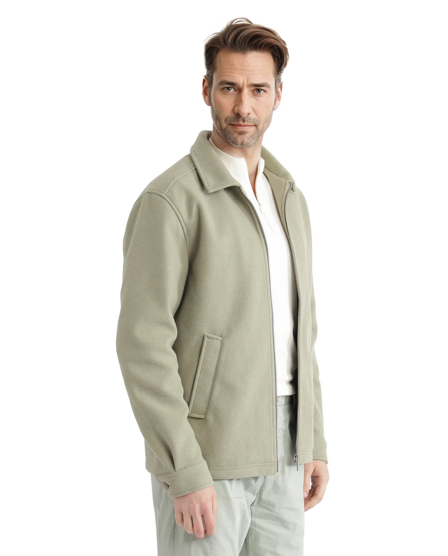 Rare Rabbit Men's Tweeder-2 Pastel Green Polyester Blend Plain Relaxed Fit Full Sleeve Spread Collar Jacket