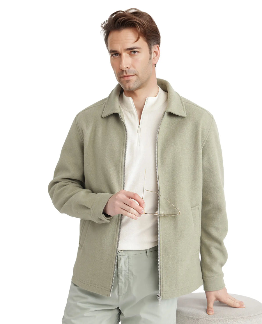 Rare Rabbit Men's Tweeder-2 Pastel Green Polyester Blend Plain Relaxed Fit Full Sleeve Spread Collar Jacket
