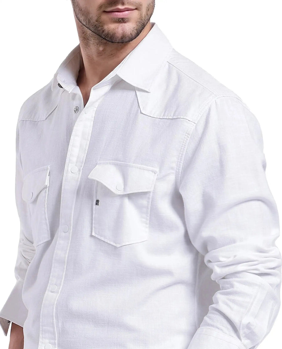 Rare Rabbit Men's Cotton Plain Regular Fit Full Sleeve Collared Shirt
