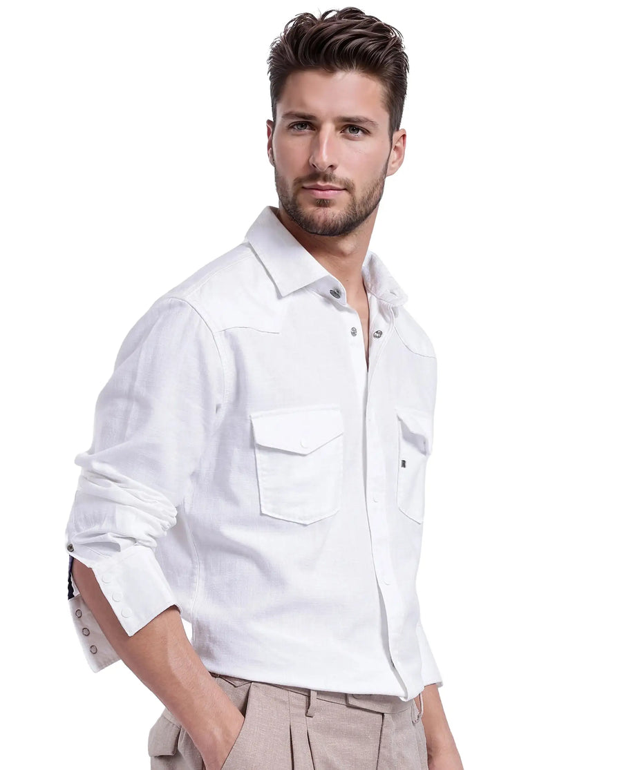 Rare Rabbit Men's Cotton Plain Regular Fit Full Sleeve Collared Shirt