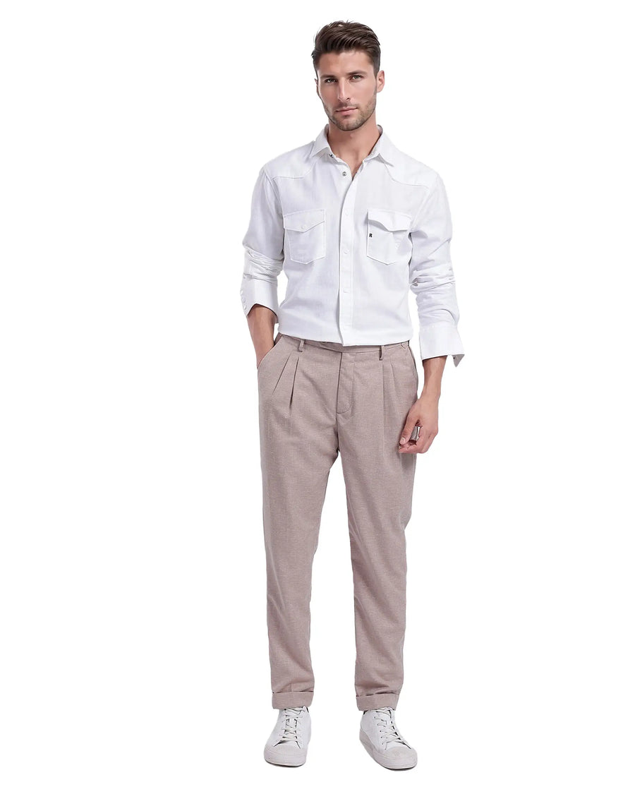 Rare Rabbit Men's Cotton Plain Regular Fit Full Sleeve Collared Shirt