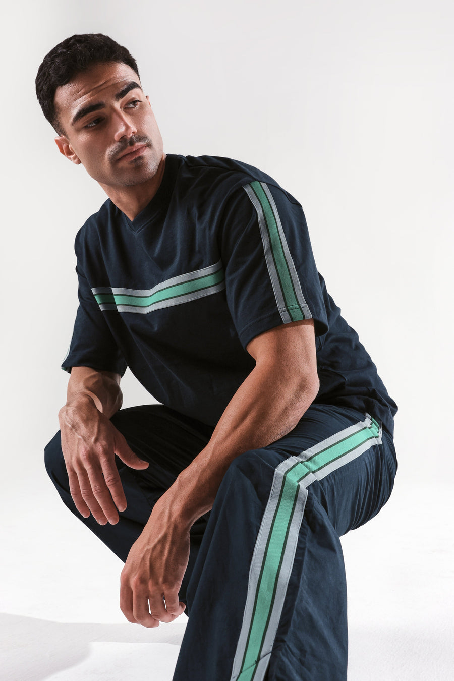 Rare Rabbit Men's Newnon-T Navy Cotton Boxy Fit Half Sleeve Crew Neck T-Shirt