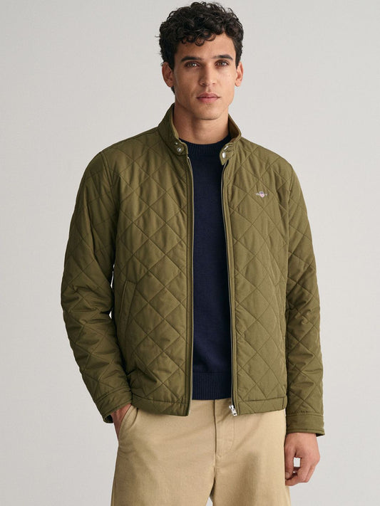 GANT Men Solid Stand Collar Quilted Jacket