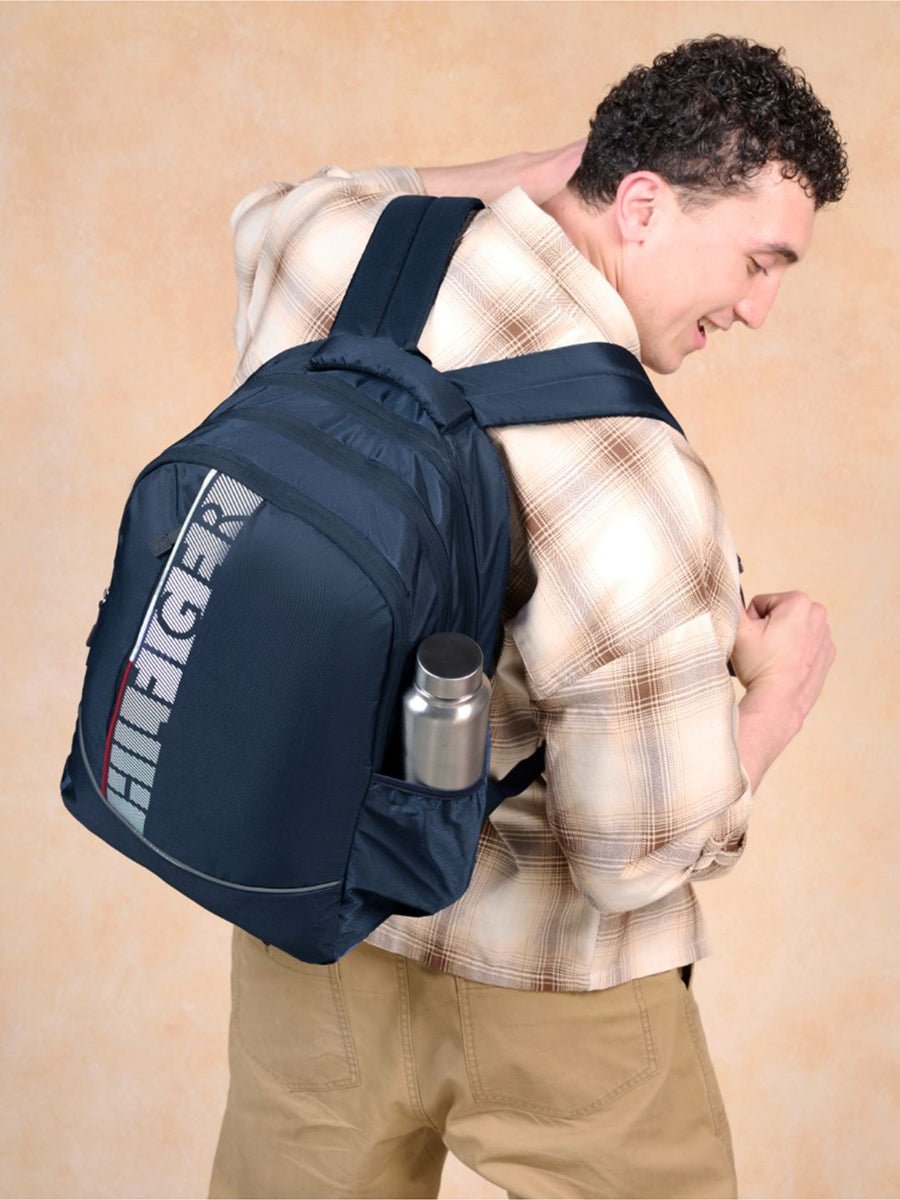 Tommy Hilfiger Unisex Navy Blue Typography Backpack