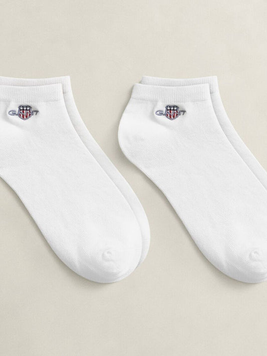 Gant Men White Solid Shield Ankle Length Socks Pack of 2
