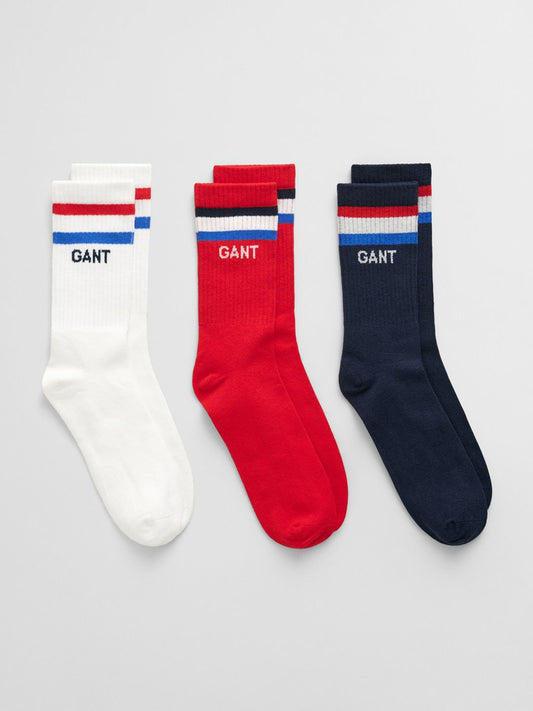 GANT Boys Pack Of 3 Striped Calf-Length Socks