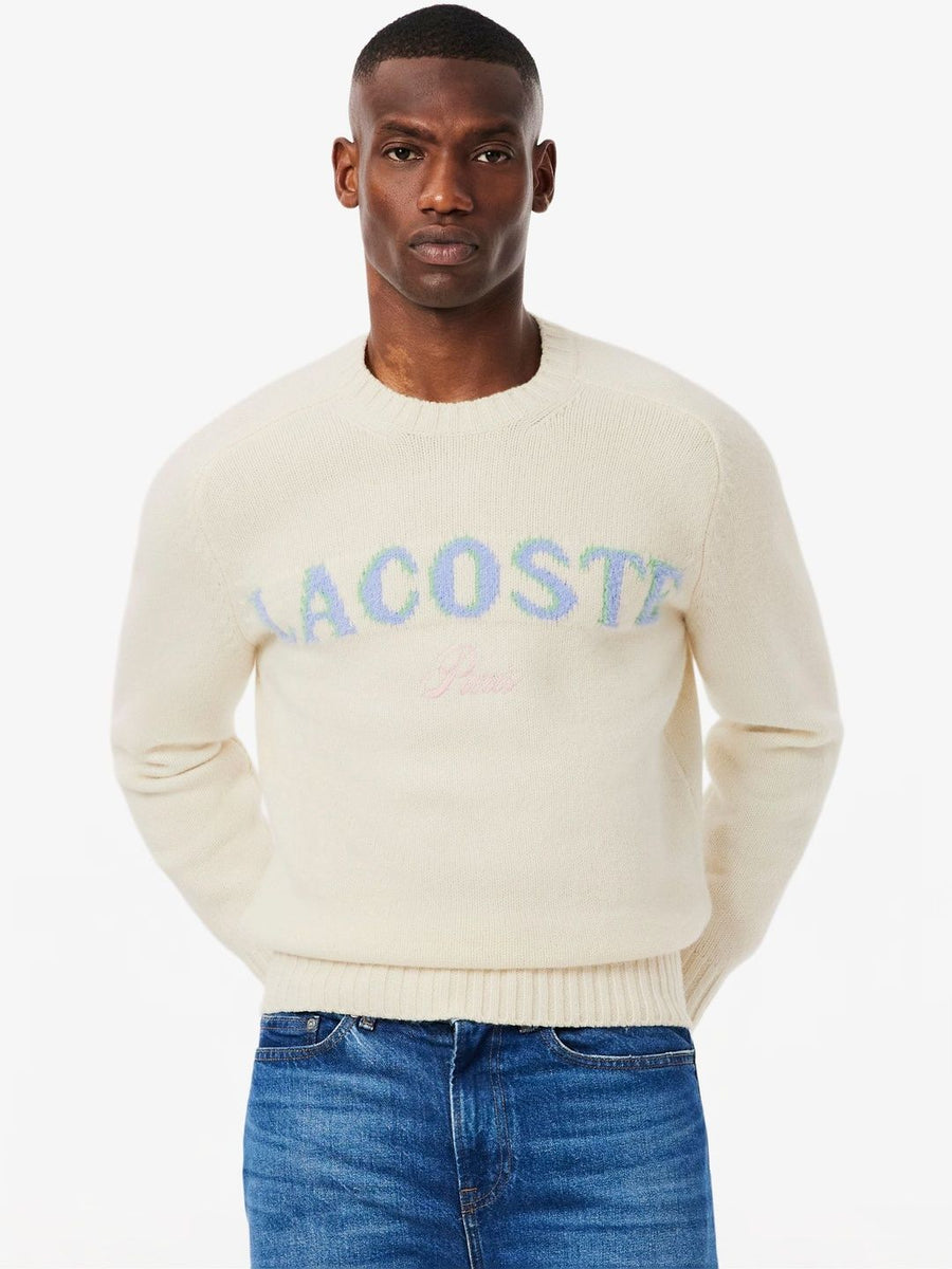 Lacoste Men Printed Woollen Pullover with Embroidered Detail