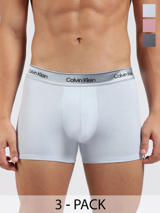 Calvin Klein Underwear Pack of 3 Cotton Blend Assorted Solid Trunks