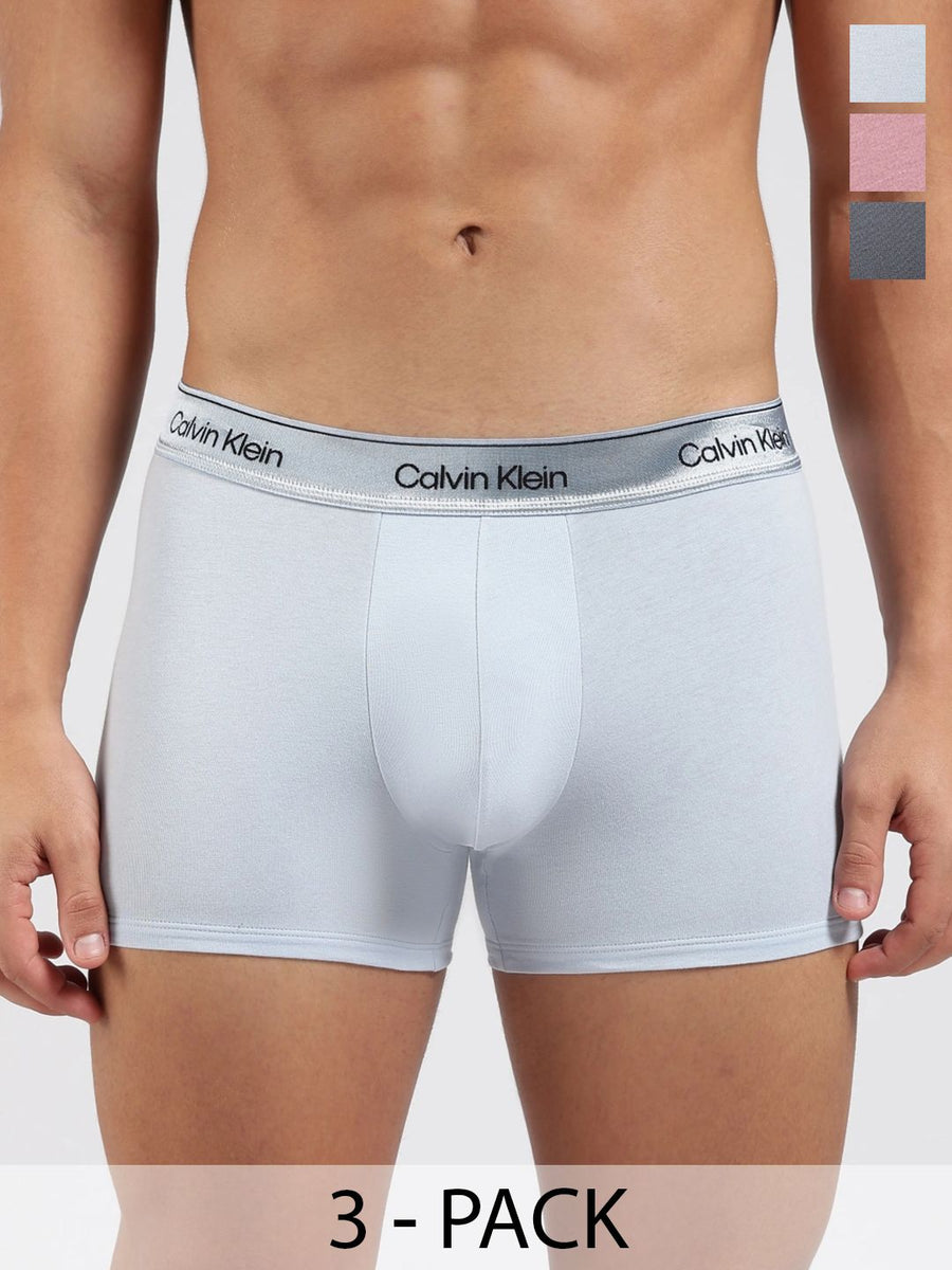 Calvin Klein Underwear Pack of 3 Cotton Blend Assorted Solid Trunks