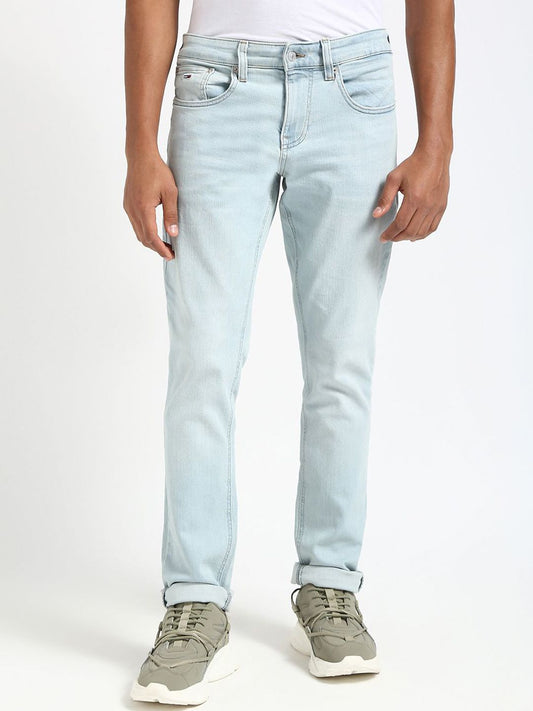 Tommy Hilfiger Men Cotton Whiskers and Chevrons Clean Look Slim Fit Mid-Rise  Jeans