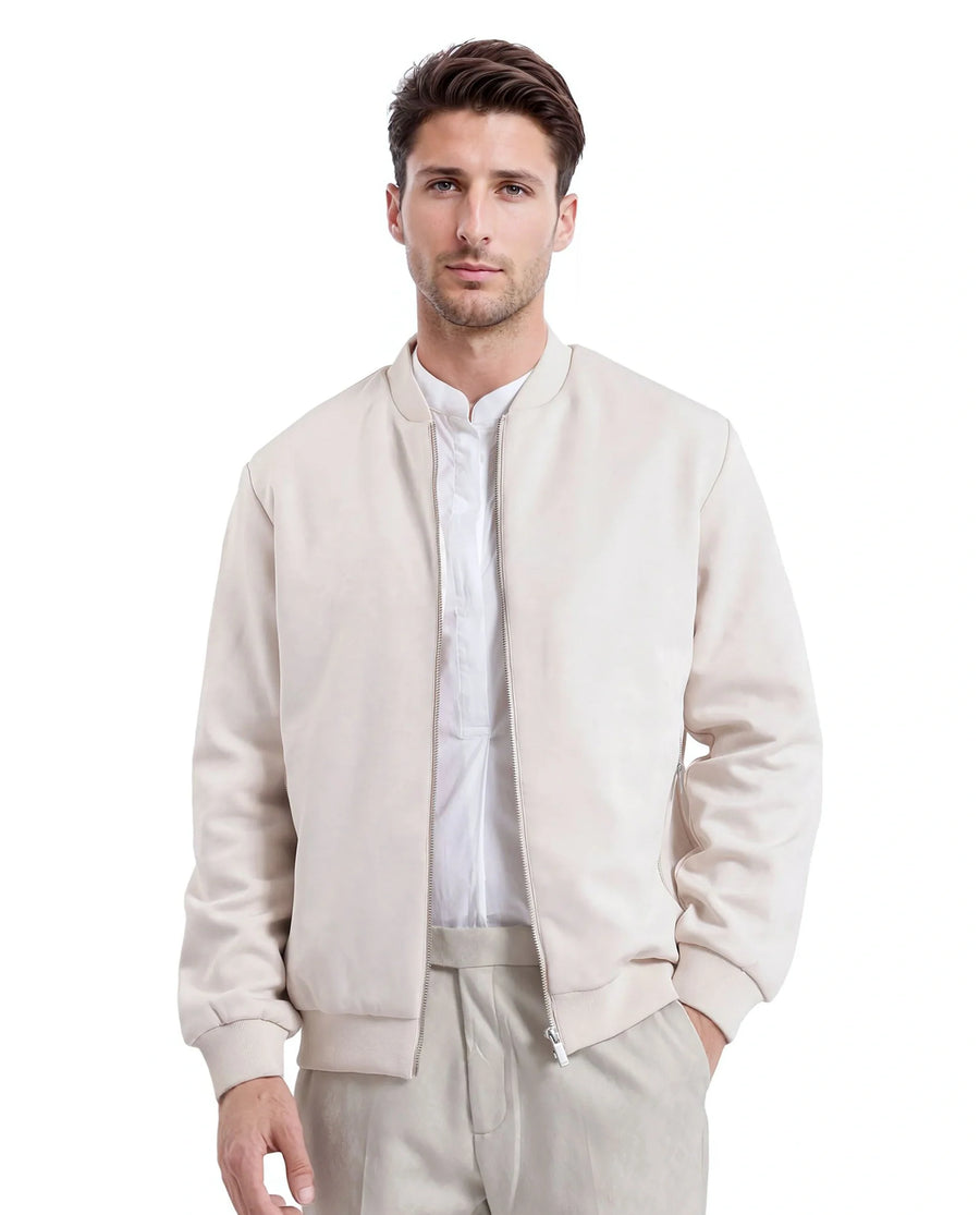 Rare Rabbit Men's Vallor Beige Nylon Plain Regular Fit Full Sleeve Mandarin Collar Jacket