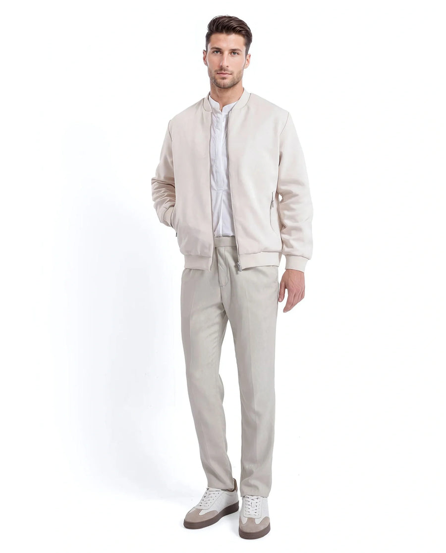 Rare Rabbit Men's Vallor Beige Nylon Plain Regular Fit Full Sleeve Mandarin Collar Jacket