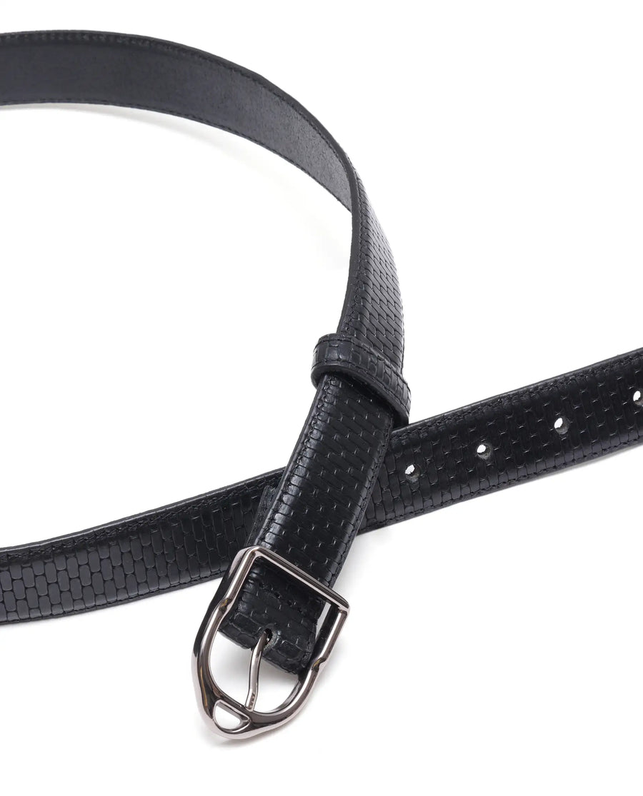 Rare Rabbit Men Valor Black Leather Belt