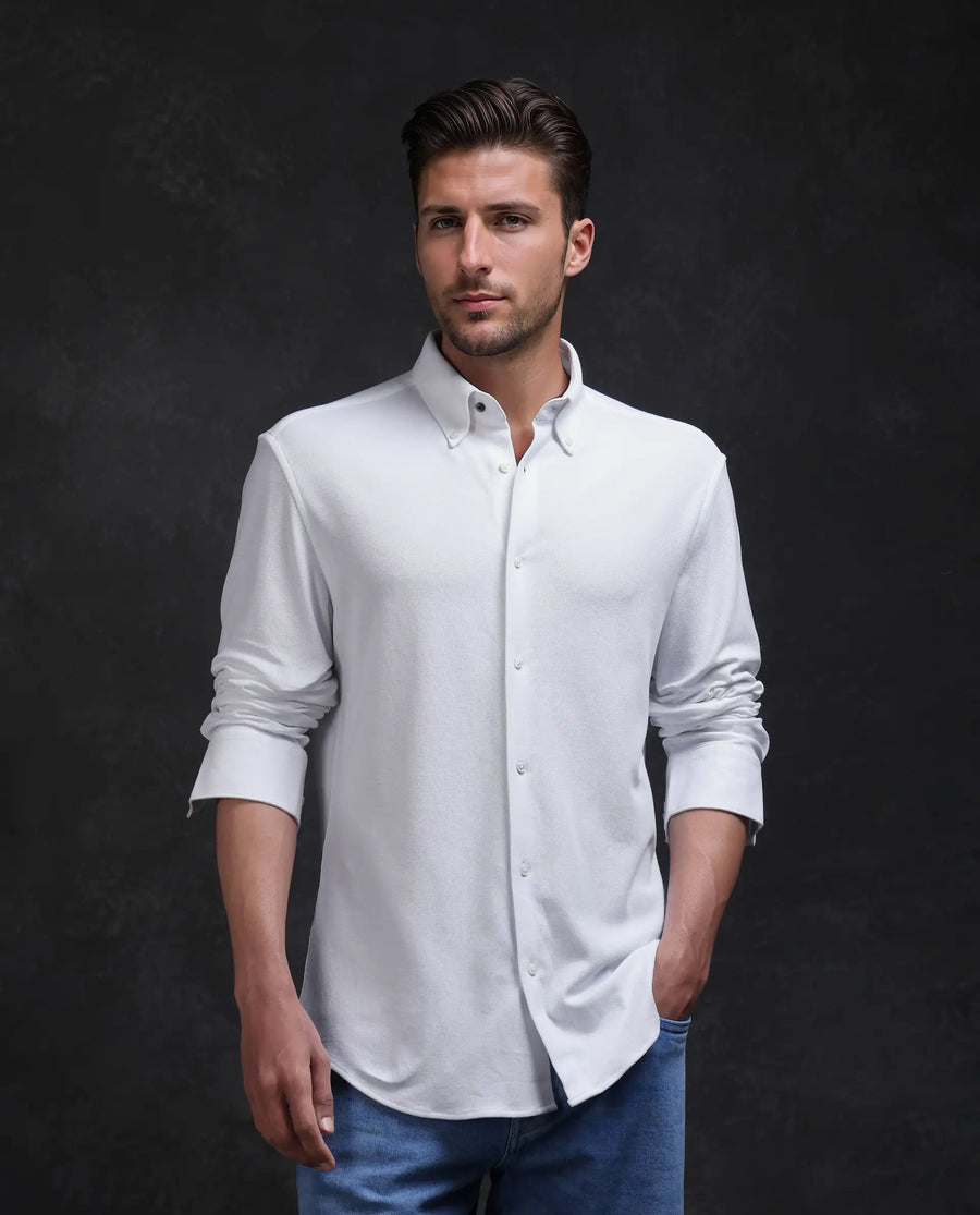 Rare Rabbit Men's Vane-25 White Cotton Plain Regular Fit Full Sleeve Collared Shirt