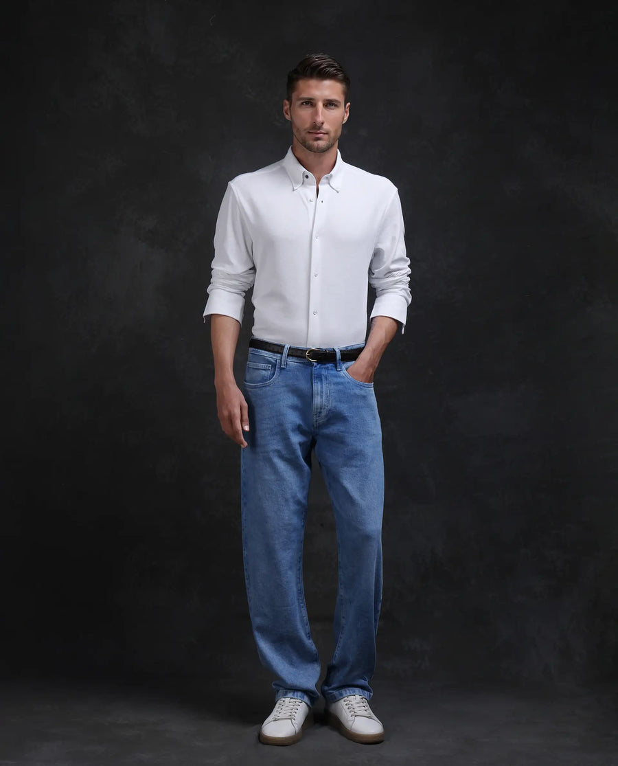 Rare Rabbit Men's Vane-25 White Cotton Plain Regular Fit Full Sleeve Collared Shirt