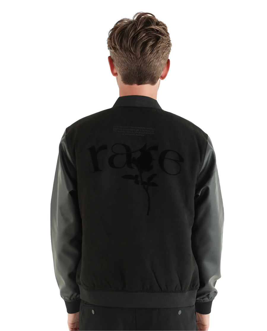 Rare Rabbit Men's Varos Black Cotton Embroidered Regular Fit Full Sleeve Mandarin Collar Jacket
