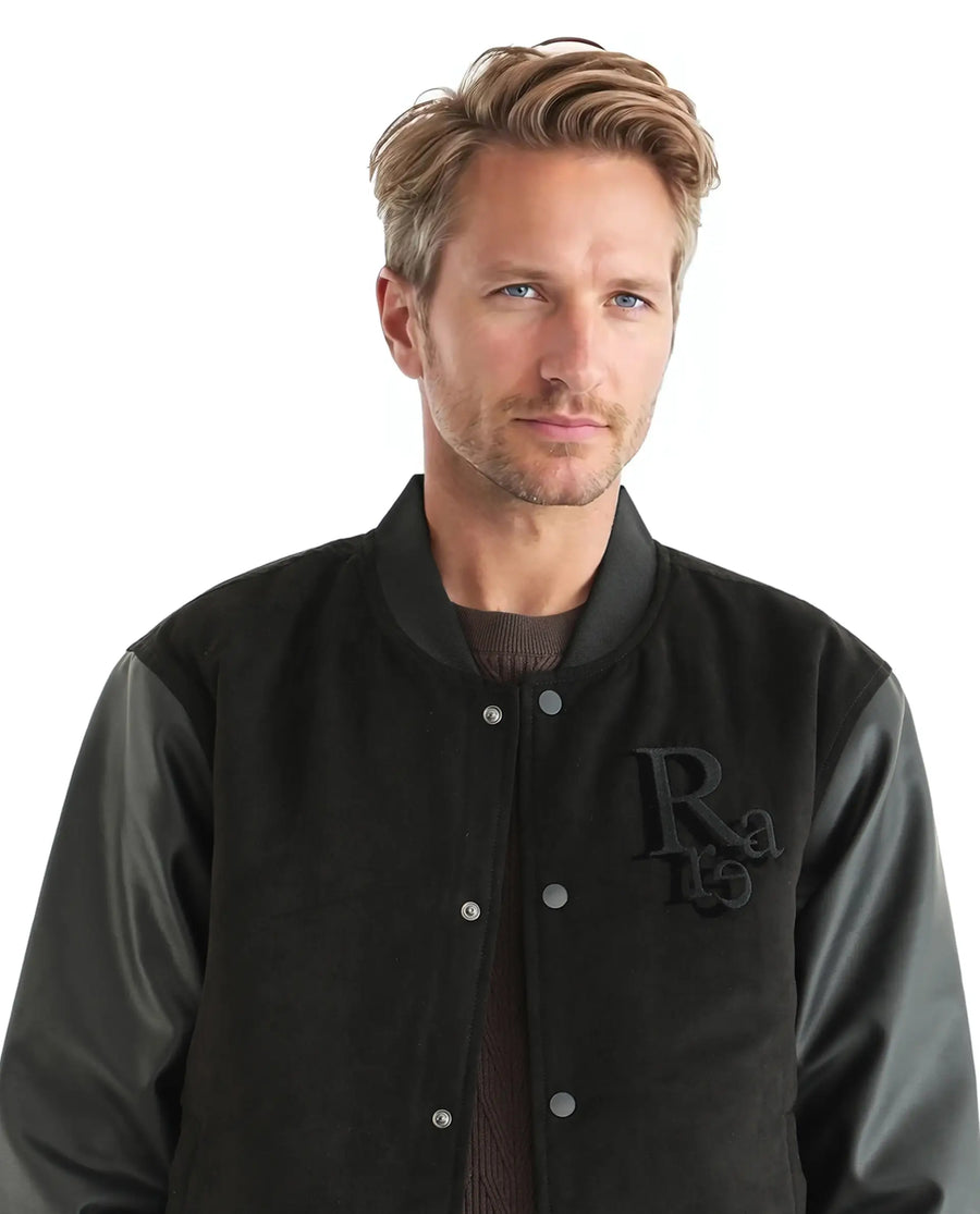Rare Rabbit Men's Varos Black Cotton Embroidered Regular Fit Full Sleeve Mandarin Collar Jacket