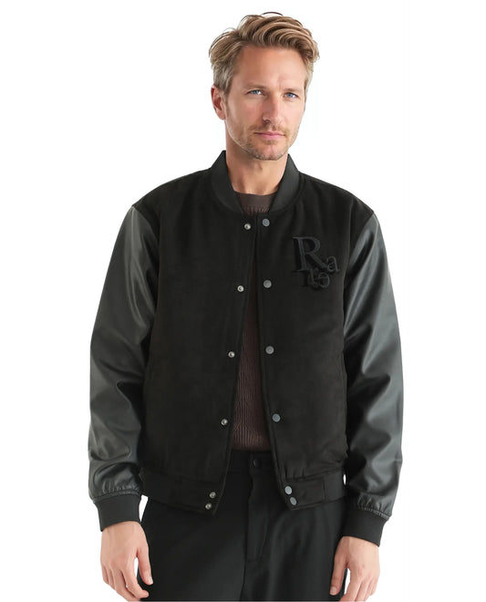 Rare Rabbit Men's Varos Black Cotton Embroidered Regular Fit Full Sleeve Mandarin Collar Jacket