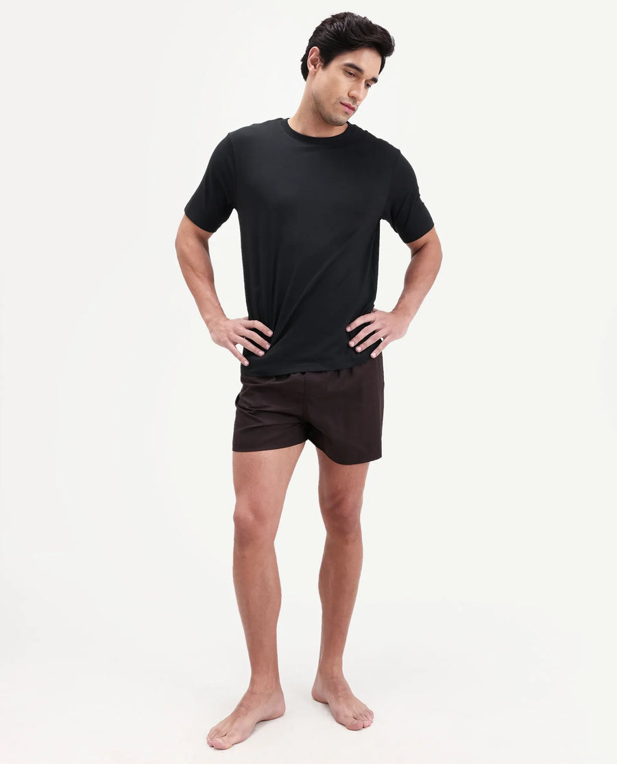 Rare Rabbit Men's Vaux Black Cotton Modal Spandex Half Sleeve Regular Fit Plain T-Shirt