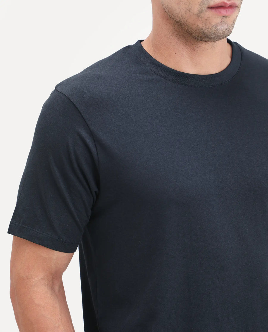Rare Rabbit Men's Vaux Navy Cotton Modal Spandex Half Sleeve Regular Fit Plain T-Shirt