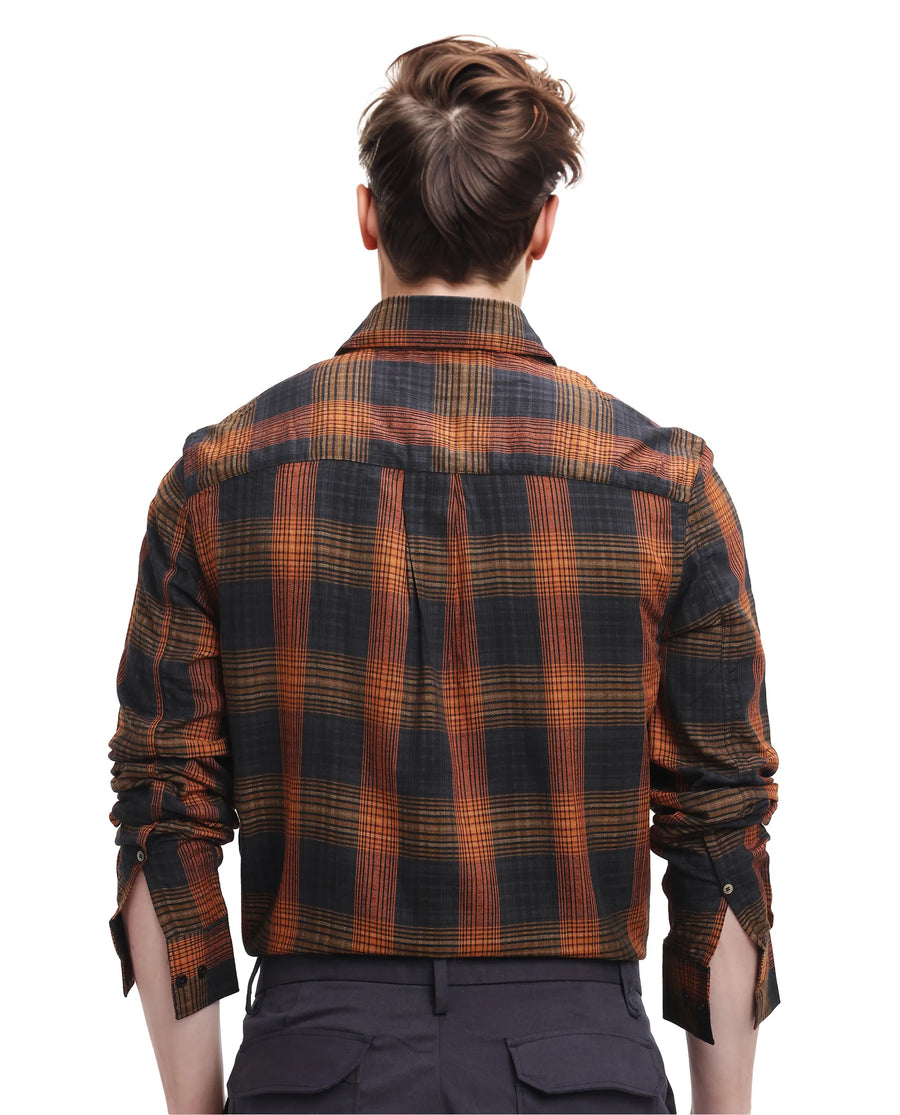 Rare Rabbit Men's Veil Black Checked Print Regular Fit Full Sleeve Collared Shirt