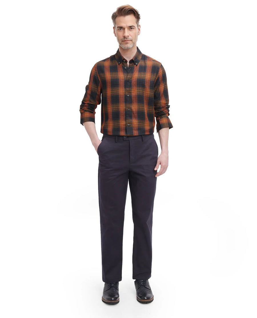 Rare Rabbit Men's Veil Black Checked Print Regular Fit Full Sleeve Collared Shirt
