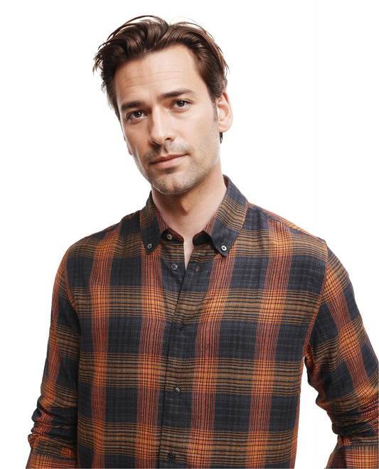 Rare Rabbit Men's Veil Black Checked Print Regular Fit Full Sleeve Collared Shirt