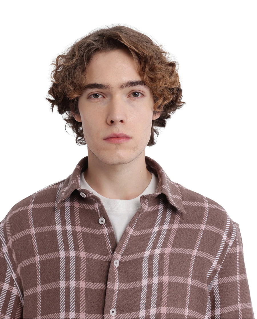 Rare Rabbit Men's Vexlum Light Brown Cotton Checked Print Regular Fit Half Sleeve Collared Shirt