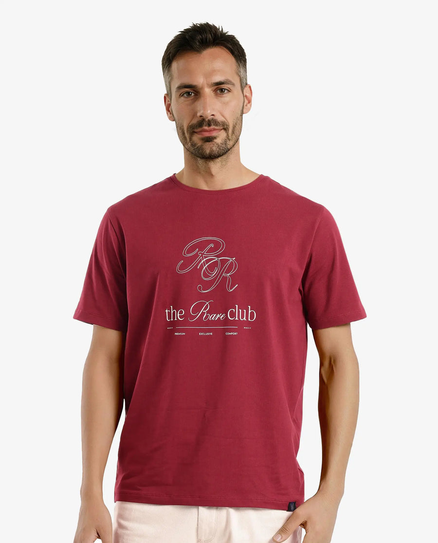 Rare Rabbit Men's Cotton Blend printed Regular Fit Half Sleeve Crew Neck T-Shirt