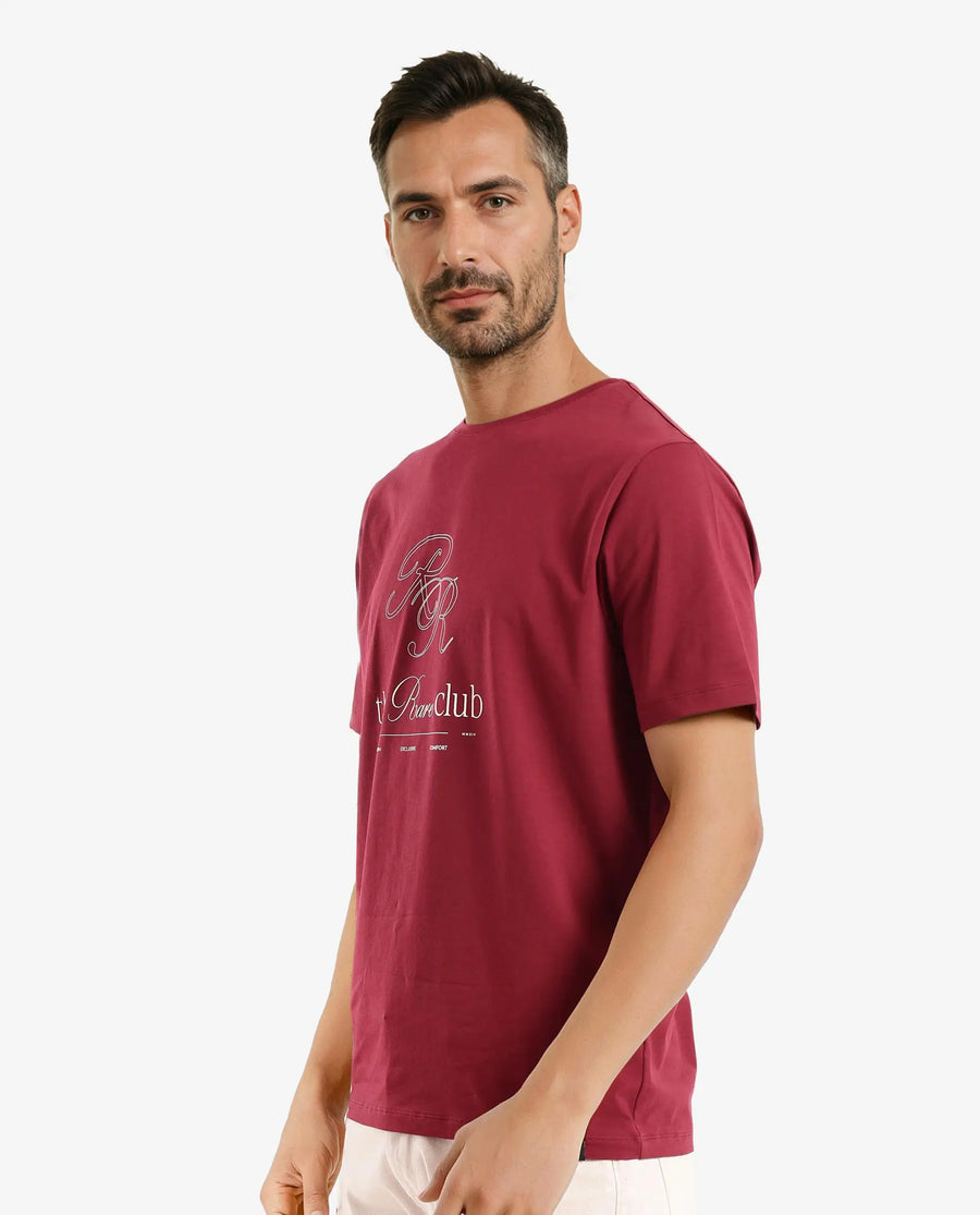 Rare Rabbit Men's Cotton Blend printed Regular Fit Half Sleeve Crew Neck T-Shirt