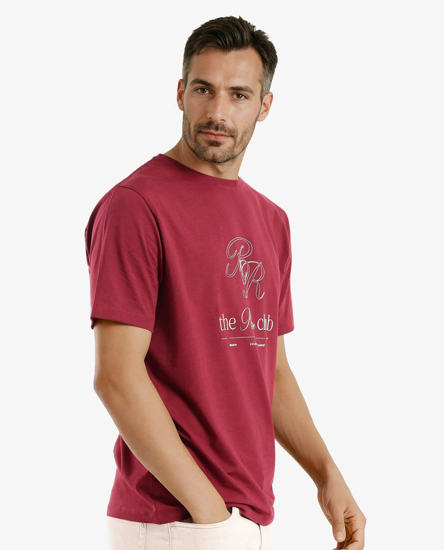 Rare Rabbit Men's Cotton Blend printed Regular Fit Half Sleeve Crew Neck T-Shirt