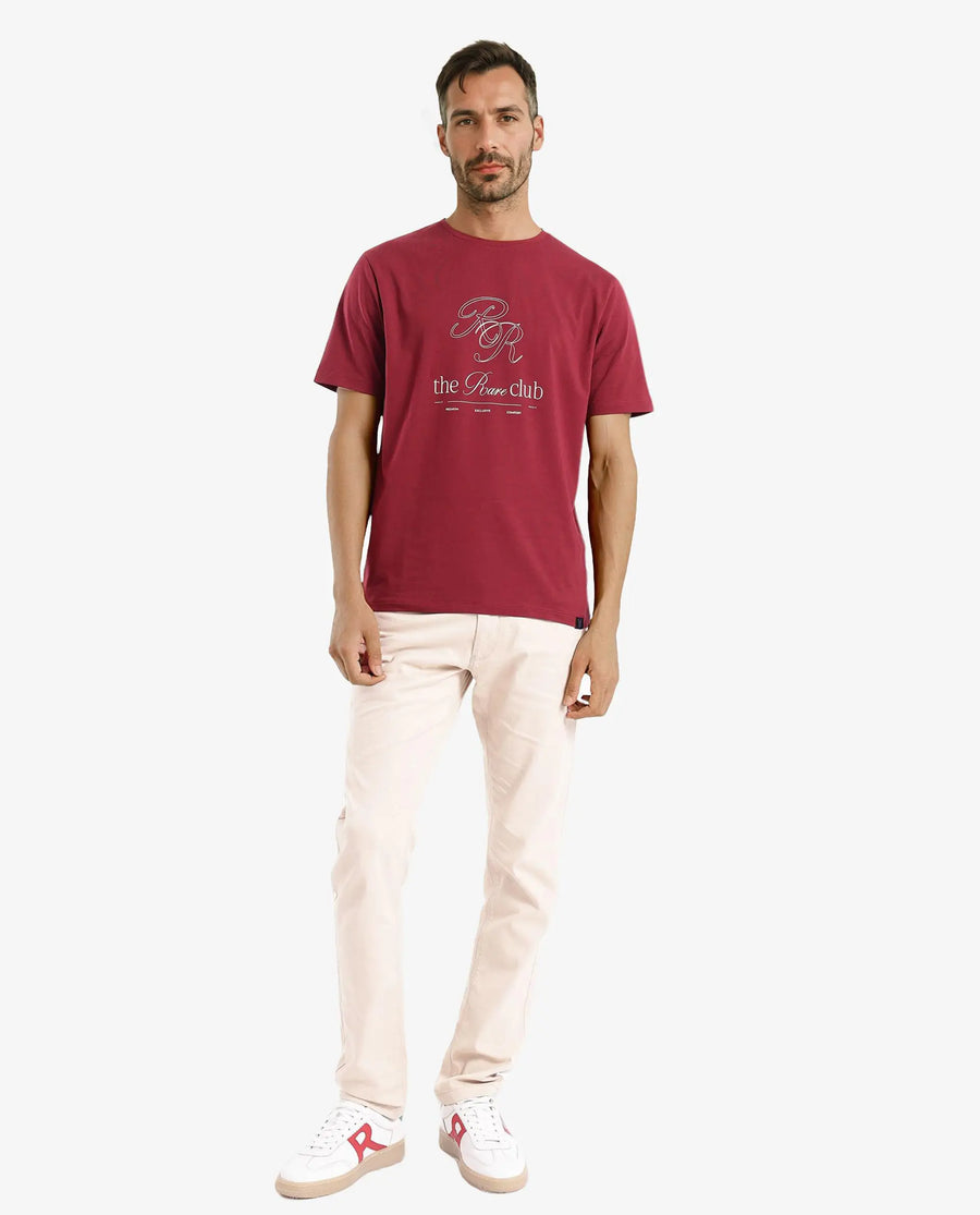 Rare Rabbit Men's Cotton Blend printed Regular Fit Half Sleeve Crew Neck T-Shirt