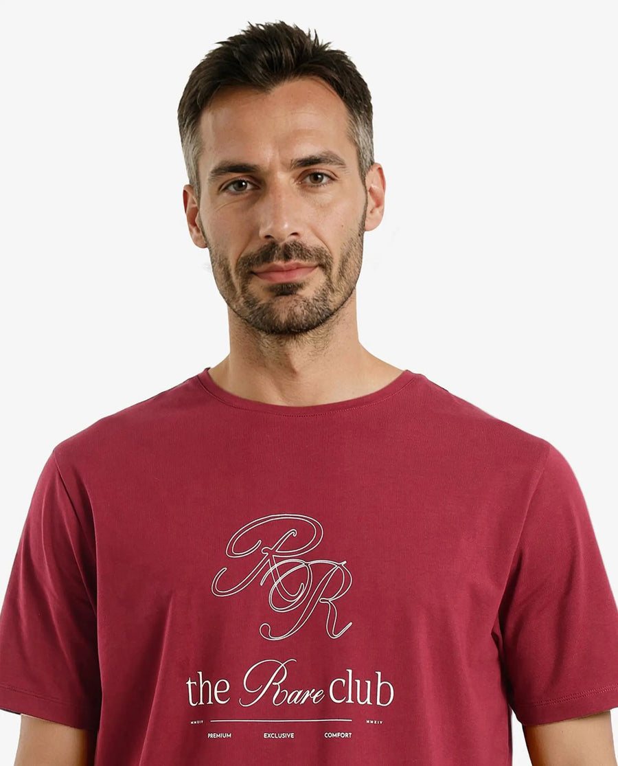 Rare Rabbit Men's Cotton Blend printed Regular Fit Half Sleeve Crew Neck T-Shirt